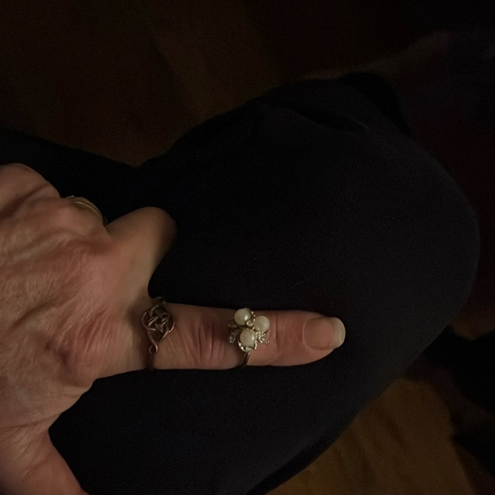 Pearl and crystal ring